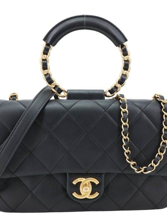CHANEL Handbags - Chanel In The Loop Flap Medium Quilted Lambskin Leather Shoulder Bag Black
